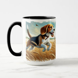 Beagle, der den Thru Field Coffee Tasse Cup läuft