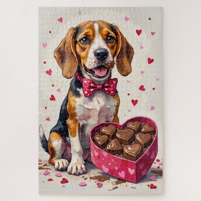 Beagle, der Valentinstag-Schokoladenkarton verschl (Vertikal)