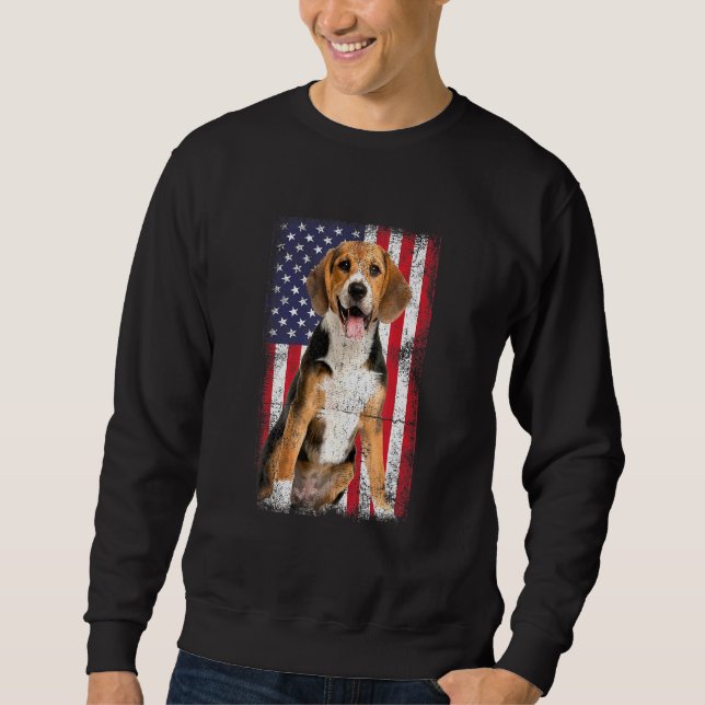 Beagle Dog American Flag Vintag Sweatshirt (Vorderseite)