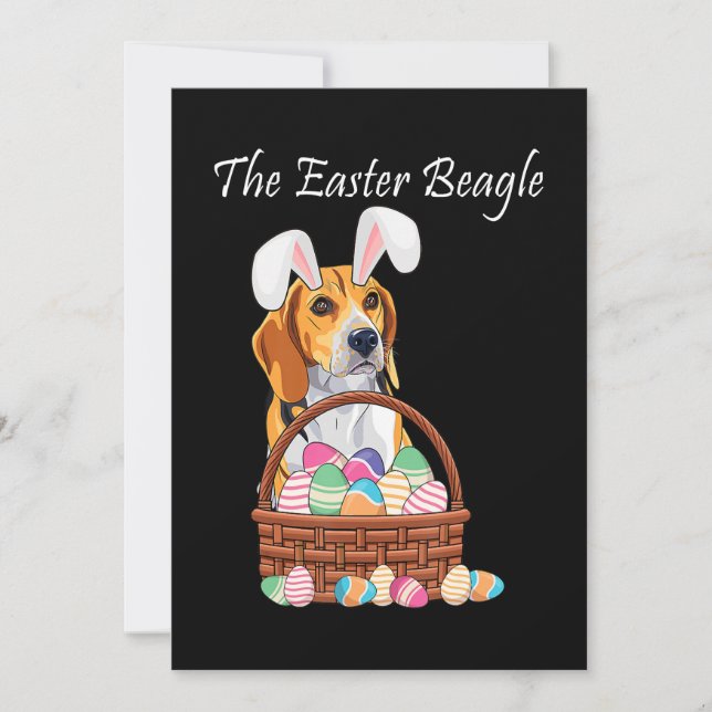 Beagle Dog Bunny Rabbit Oars Beagle Ostern Ankündigung (Vorderseite)