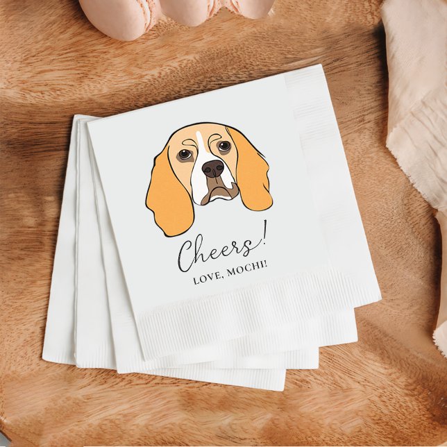 Beagle Dog Cheers Dog Custom Cocktail Napkin Serviette (Von Creator hochgeladen)