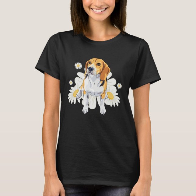Beagle Dog Daisy Flower Floral Beagle T-Shirt (Vorderseite)