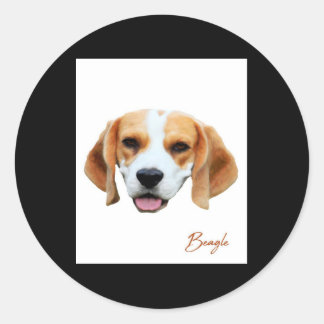 Beagle Dog - Farbportrait Runder Aufkleber