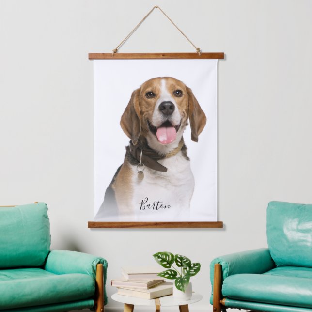 Beagle Dog Foto Hauswärmung Haustier Vater Wandteppich Mit Holzrahmen (Wohnzimmer)