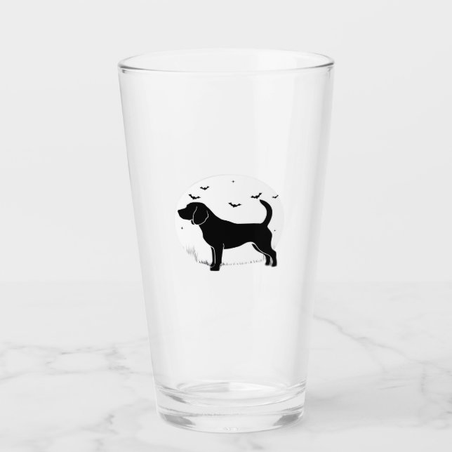 Beagle Dog � Halloween Moon Silhouette Oversized T Glas (Vorderseite)