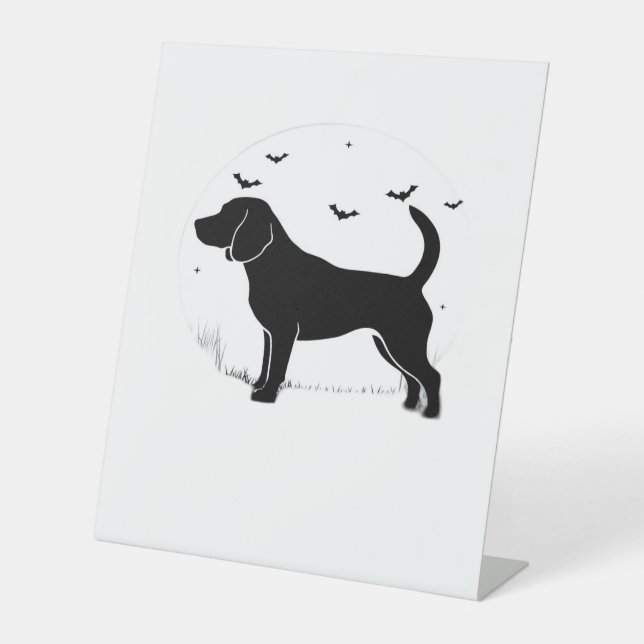 Beagle Dog � Halloween Moon Silhouette Oversized T Sockelschild (Vorderseite)