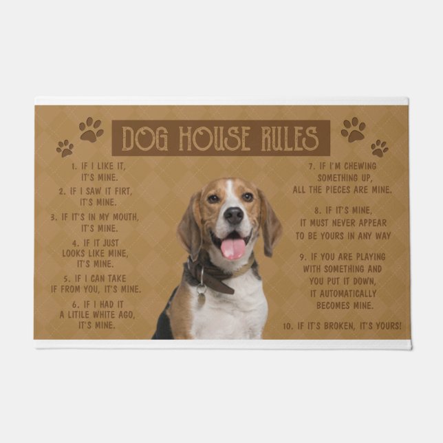 Beagle Dog House regiert, wenn es kaputt ist, dann Fußmatte (Vorderseite)