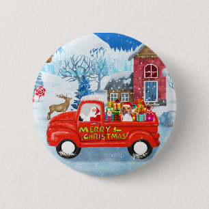 Beagle Dog in Christmas Delivery LKW Schnee Button