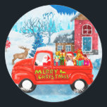 Beagle Dog in Christmas Delivery LKW Schnee Runder Aufkleber<br><div class="desc">Eine perfekte Weihnachtsgeschenkidee für jemanden,  der Hunde Liebe. Dieser niedliche Hund sitzt im weihnachtlichen Lieferwagen und ist ein Geschenk für Ihre Freunde oder Familie,  die Liebe haben oder Hunde besitzen.</div>