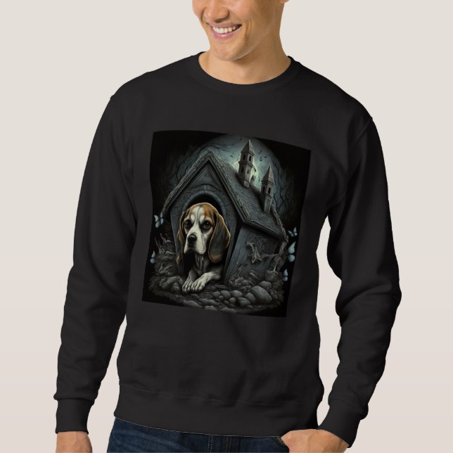Beagle Dog in Doghouse Dark Gothic Sweatshirt (Vorderseite)