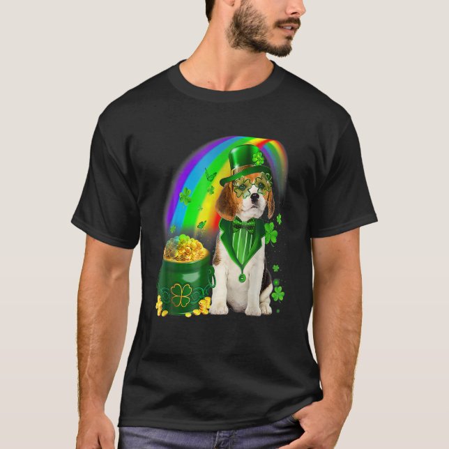 Beagle Dog Irish Leprechaun Saint St Patrick Day T-Shirt (Vorderseite)
