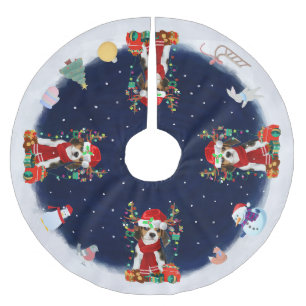 Beagle Dog Lass es schneien Polyester Weihnachtsbaumdecke
