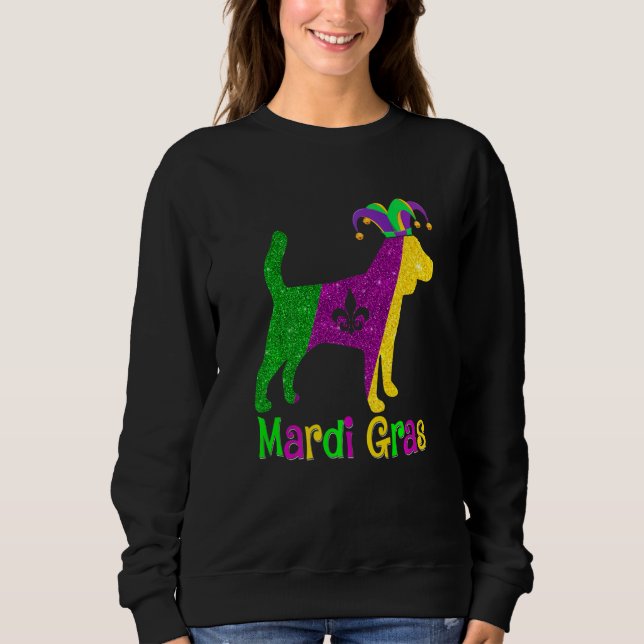 Beagle Dog Lover Mardi Gras Carnival Jester Premiu Sweatshirt (Vorderseite)