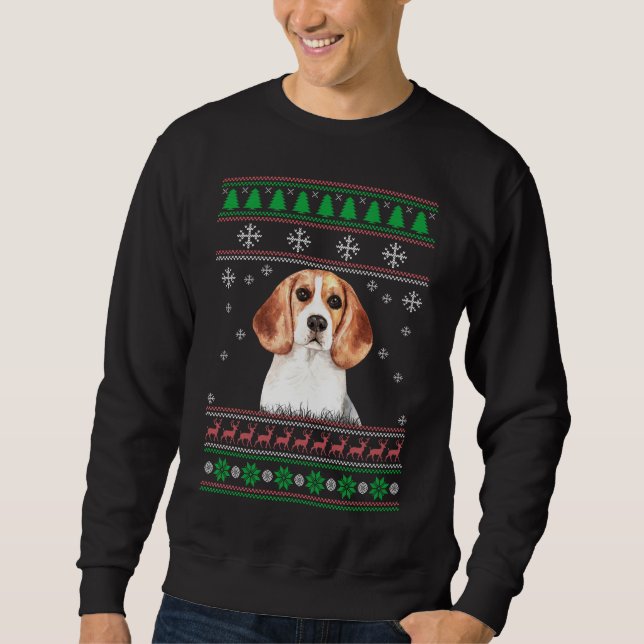 Beagle Dog Lover Ugly Christmas Sweater Weihnachts Sweatshirt (Vorderseite)
