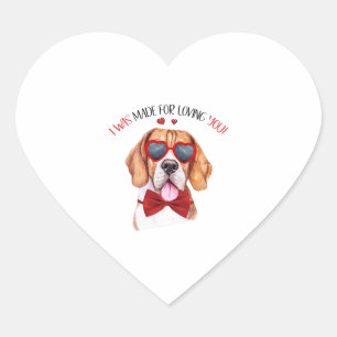 Beagle Dog Made for Love You Herz-Aufkleber