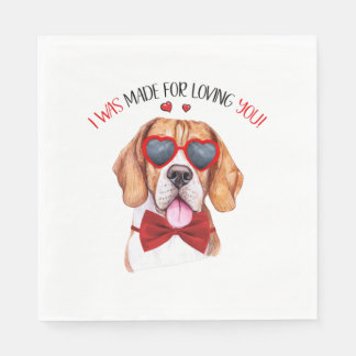 Beagle Dog Made for Love You Serviette