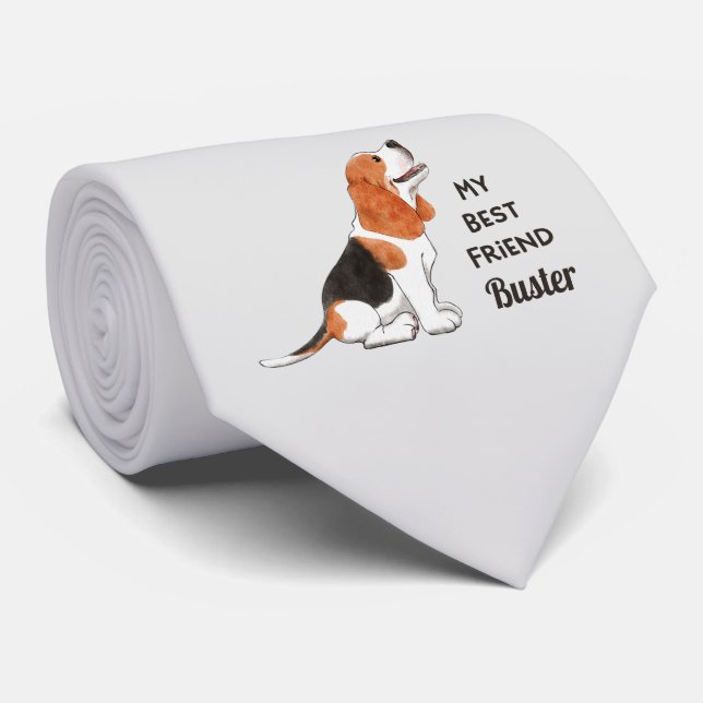 Beagle Dog Mein bester Freund Individuelle Name Krawatte (Gerollt)
