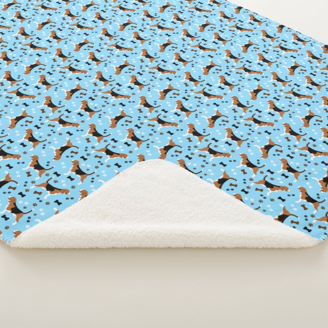 Beagle Dog Muster Blau Sherpadecke (3/4)