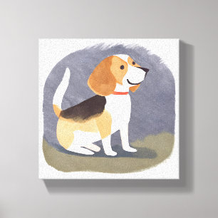 Beagle Dog Niedlicher Hund Welpe Wasserfarbe Leinwanddruck