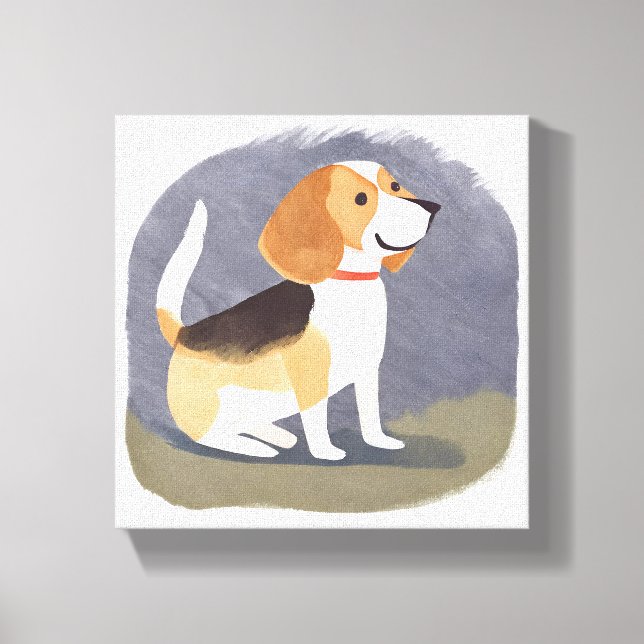 Beagle Dog | Niedlicher Hund Welpe Wasserfarbe Leinwanddruck (Vorderseite)