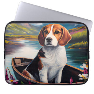 Beagle Dog on a Paddle: Ein Landschaftliches Abent Laptopschutzhülle
