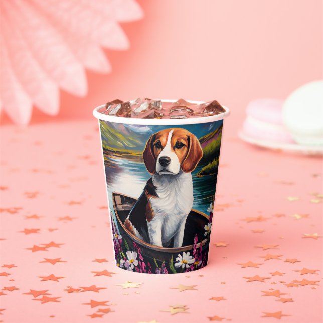 Beagle Dog on a Paddle: Ein Landschaftliches Abent Pappbecher (Insitu)