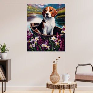 Beagle Dog on a Paddle: Ein Landschaftliches Abent Poster