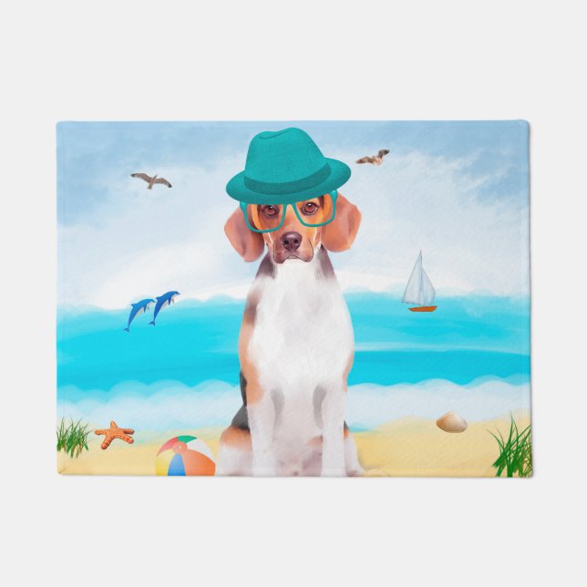 Beagle Dog on Beach Fußmatte (Vorderseite)