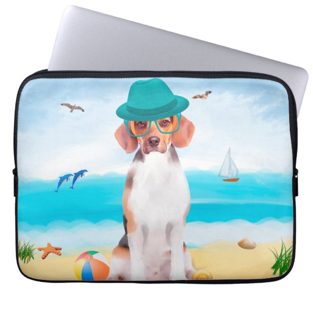 Beagle Dog on Beach Laptopschutzhülle (Vorderseite)