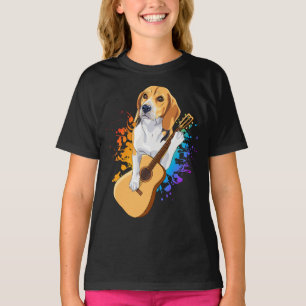 Beagle Dog Playing Acoustic Gitarre Girl T-Shirt