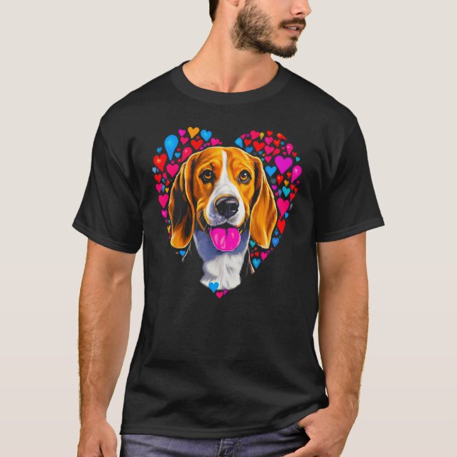 Beagle Dog Red Heart T-Shirt (Vorderseite)