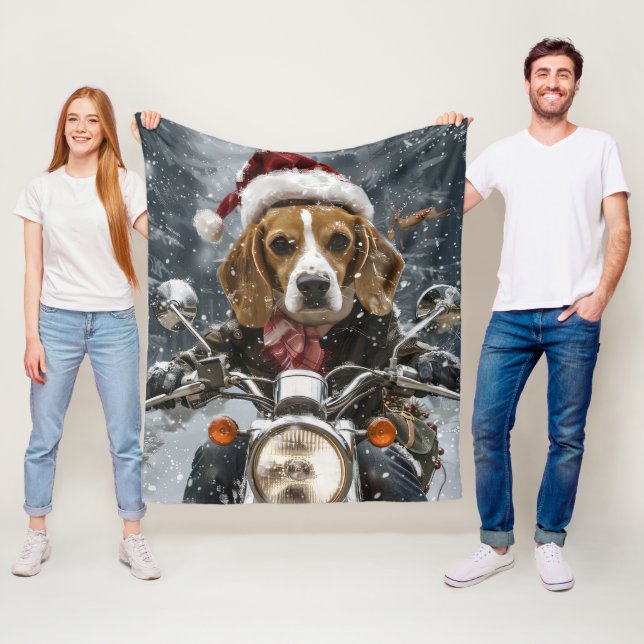 Beagle Dog Riding Motorrad Weihnachten Fleecedecke (Beispiel)