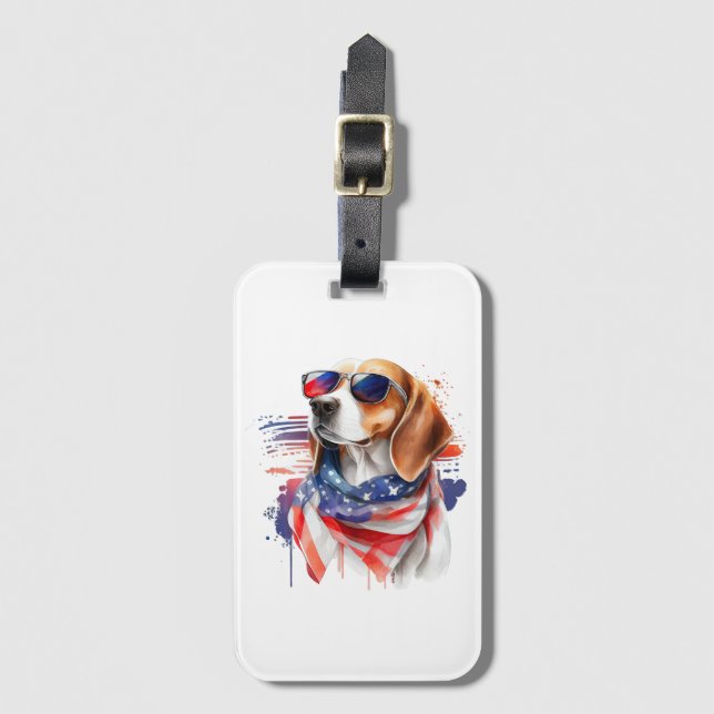Beagle Dog Sublimation Aquarellfarben Gepäckstück Gepäckanhänger (Vorderseite Vertikal)