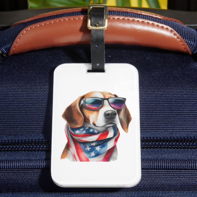 Beagle Dog Sublimation Aquarellfarben Gepäckstück Gepäckanhänger (Vorderseite Insitu 2)