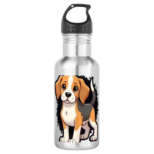 Beagle Dog T Shirt Edelstahlflasche (Vorderseite)