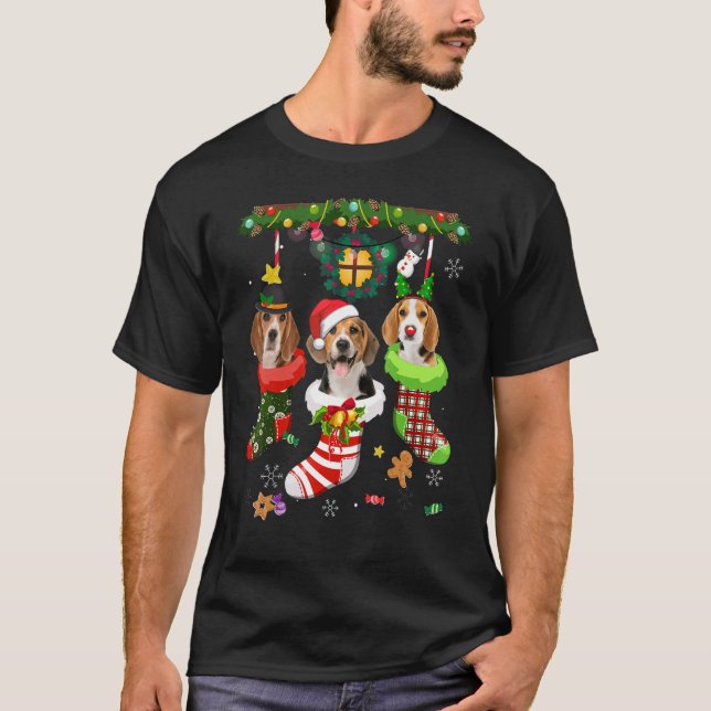 Beagle Dog Tree Christmas Lights Beagle Ugly Xmas  T-Shirt (Vorderseite)