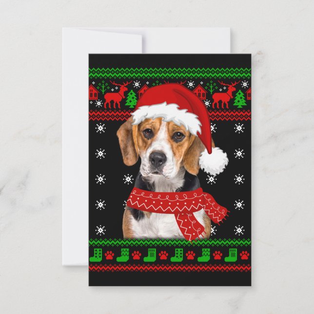 Beagle Dog Ugly Sweater Christmas Welpe Hund Lover Dankeskarte (Vorderseite)