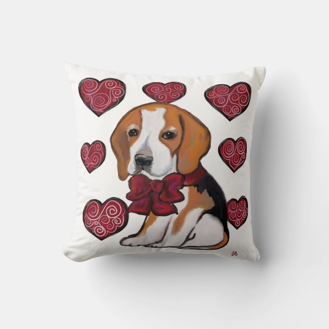 Beagle Dog Valentine Kissen (Vorderseite)