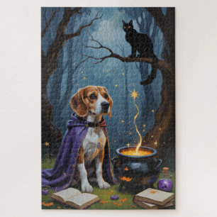 Beagle Dog Whimsical Halloween Malerei