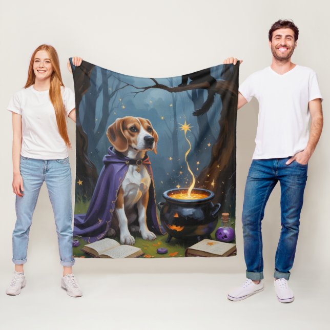 Beagle Dog Whimsical Halloween Malerei Fleecedecke (Beispiel)