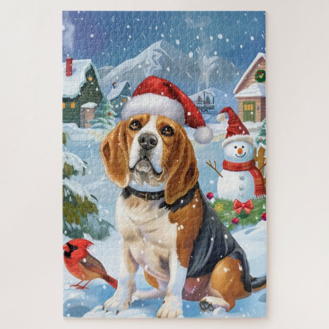 Beagle Dog Winter Wonderland Weihnachtsfreude (Vertikal)