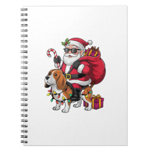 Beagle Dog Xmas Lighting Santa Riding Beagle Chris Notizblock
