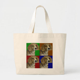 Beagle-dunkle Primärfarbcollage Jumbo Stoffbeutel