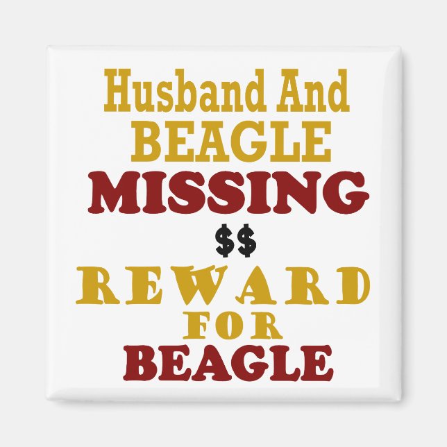 Beagle & Ehemann Vermisste Belohnung für Beagle Magnet (Vorne)
