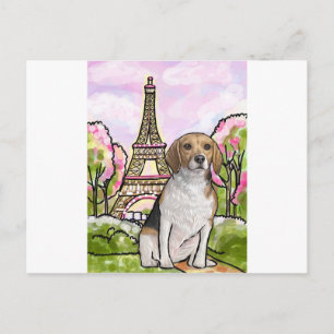 Beagle-Eiffelturm-Paris Postkarte