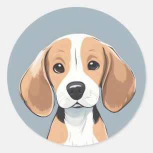 Beagle-Face-Sticker Runder Aufkleber