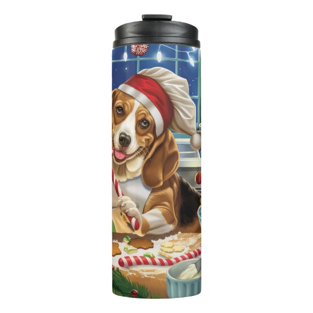 Beagle Feiertag Backen: Feierliche Weihnachten Thermosbecher (Vorderseite)