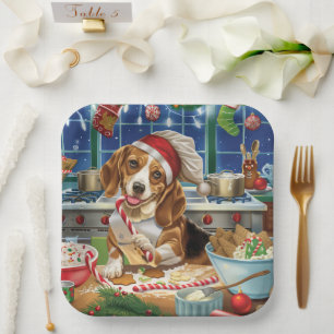 Beagle-Feiertagsbacken: Festliches Weihnachten Pappteller