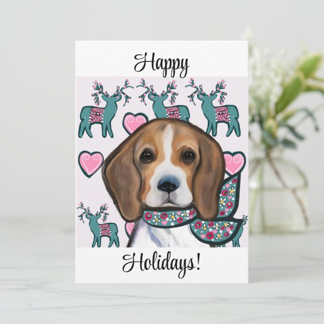 Beagle Feiertagskarte (Stehend Vorderseite)