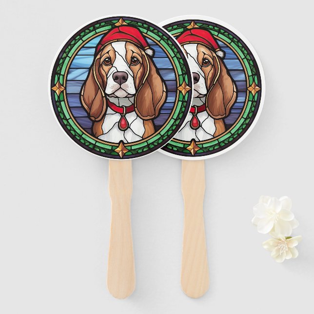 Beagle Festgläser Weihnachten Fächer (Vorne und Hinten)